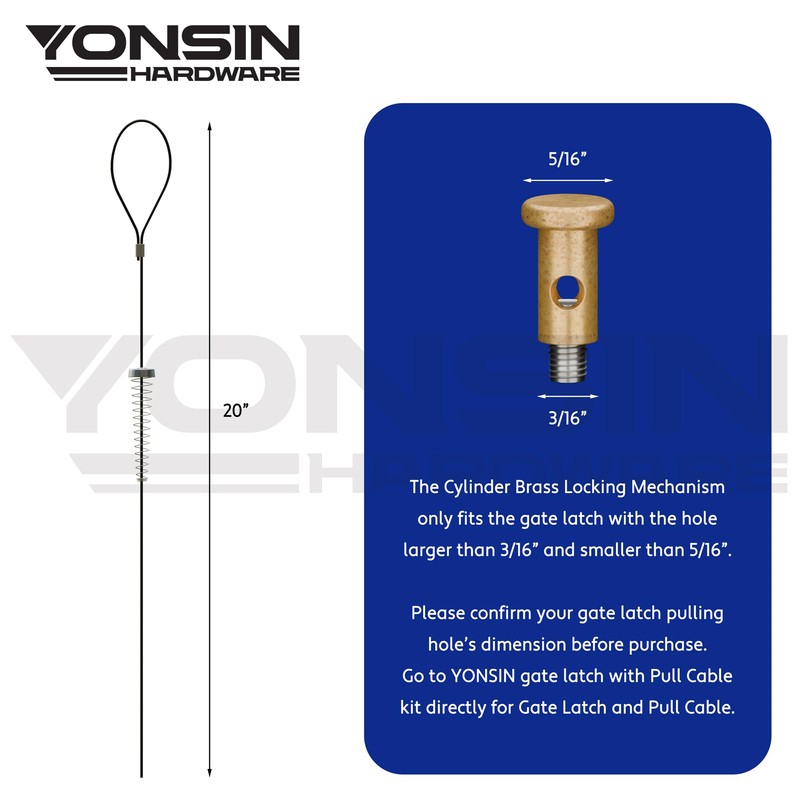 YONSIN 2 Sets Gate Latch Cable Pull, Steel Wire Rope