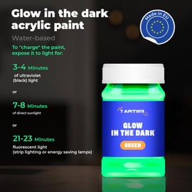 7 Artists Glow in the Dark Neon Green Paint 100 ml UV Paint | Neon Paint | Fluorescent Paint | Luminous Paint | Neon Acrylic Paint | Glow in Dark Paint | Neon Paints Glow in Dark | Glow Acrylic Paint
