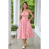 Women's Summer Dress Floral Print Spaghetti Strap Dresses Sundress Pink