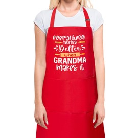 BeYumi Funny Cooking Aprons for Grandma Kitchen Cooking Baking Aprons for Grandmas Adjustable Neck Strap Chef Baking Apron with 2 Pockets for Grandmas' Birthday Housewarming Christmas New Year Gift