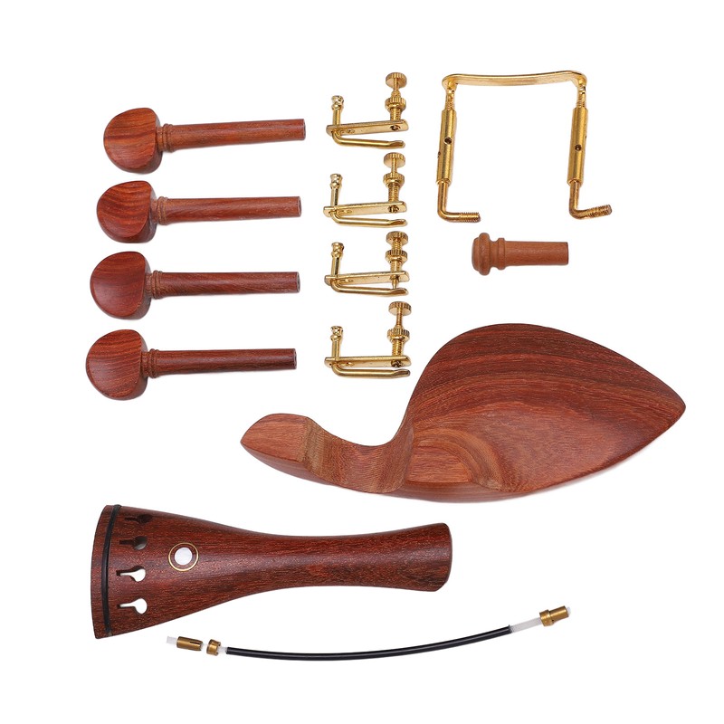 4/4 Wood Violin Parts Tailpiece Chinrest Tuning Pegs Metal Tail