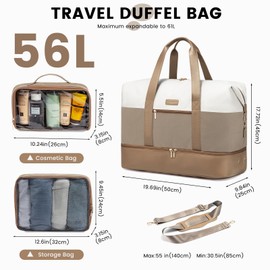 LOVEVOOK Weekender Bag, Large Travel Duffel Bag for Women with 2 Packing Cubes, Carry on Overnight Bag with Shoe Compartment, Mom Hospital Bags for Labor and Delivery