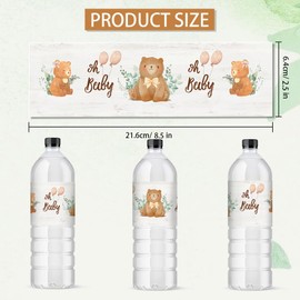 PH PandaHall 30pcs Bear Water Bottle Labels Baby Shower Bottle Wrappers Waterproof Water Bottle Stickers Self-Adhesive Cover Tags for Baby Shower Birthday Party Wine Champagne Bottle Decorations