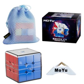 2024 MoYu WeiLong WRM V10 3x3x3 20 Ball Core Spring Magic Cloth Version 3x3 55.5mm Speed Magic Puzzle Cube Stickerless MY8295 with Cube Stand and bag