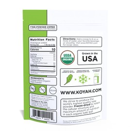 KOYAH - Organic USA Kale Powder (Equivalent to 30 Cups Fresh): Freeze-Dried, Whole-Leaf Powder