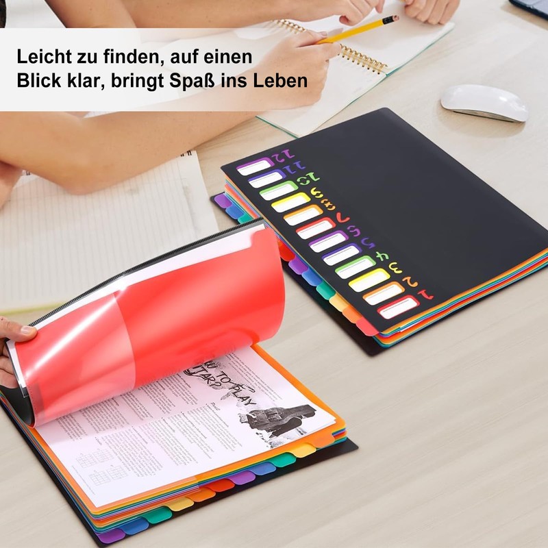 Souvik Expanding File A4 12 Pages Coloured with Labels Organiser