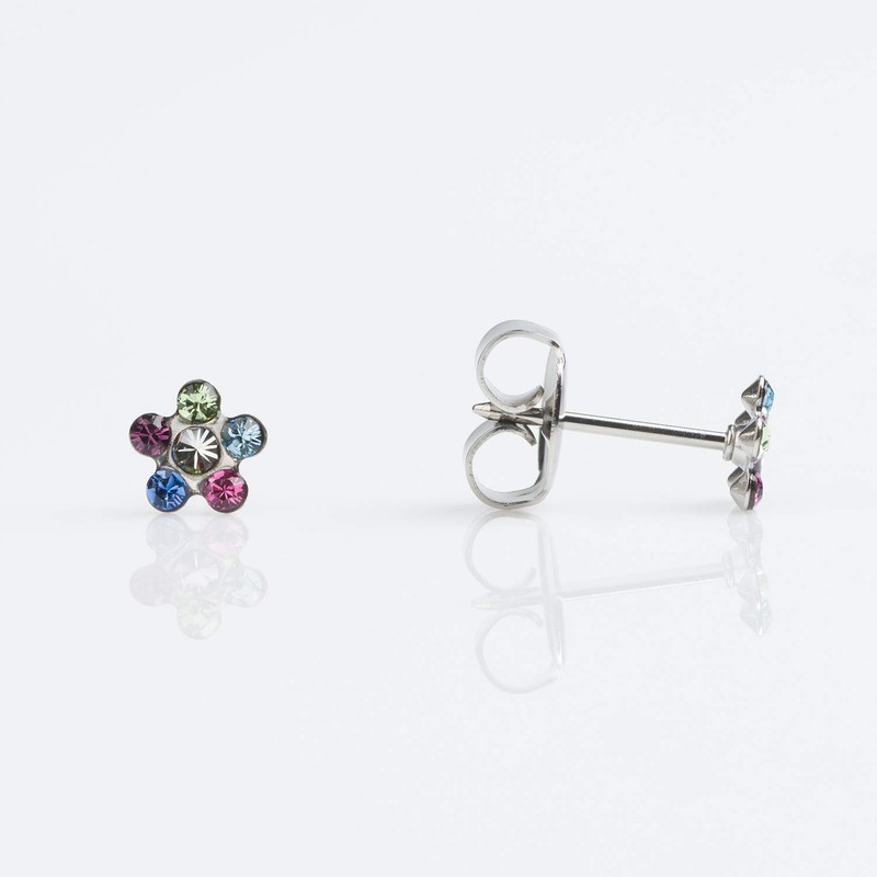 Sensitive by Studex, flower stud earrings, 5 mm, polished surgical