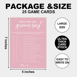 Pink Theme Bridal Shower Games 25 Guests, What did the Groom Say Bridal Games, Wedding Advice Cards, Wedding Games for Reception, Bride Groom Wedding Bachelorette Engagement Party Supplies-B12