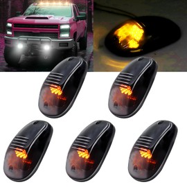 Ourbest Truck Teardrop Cab Marker Lights, Smoked Lens Amber Cab Roof Lights, 9LED Replacement Marker Clearance Running Lights for Motorhome RV Van Pickup Truck Trailer Semi Lights Kits