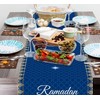 Ramadan Mubarak Table Runner, Ramadan Table Cloth Blue Ramadan Tablecloth,