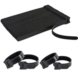 100 PCS 6 Inches Reusable Cable Ties, Adjustable Cord Straps, Cable Organizer, Cord Wrap and Hook Loop Cords Management for Organizing Home, Office, Data Centers（Black）