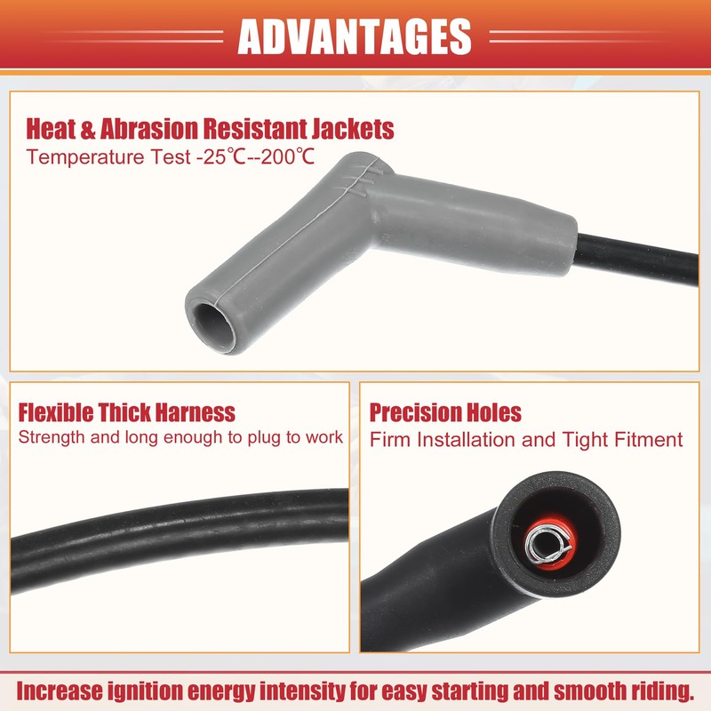 ACROPIX 7mm Car Spark Plug Coil Wire Ignition Coil Harness