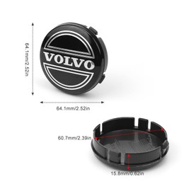 Set of 4 Hub Caps, 64 mm, JANDH Volvo Hub Caps, ABS Car Hub Caps with Logo, Hub Caps, Wheel Hub Caps, Suitable for Volvo Models