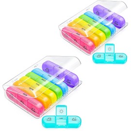 Pastillero Semanal, 2 Piezas Pastilleros De Organización Semanal, Diseño Compacto Para Uso Diario, Pastillero Semanal De Plástico Con Compartimentos, Mantiene El Orden En El Hogar o Viajes