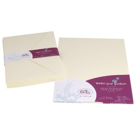 G. Lalo G.Lalo 48700L Vélin Cotton Paper 20 Sheets DIN A4 21 x 29.7 cm 125 g Acid Free Straight Edge Cream