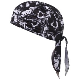 3D Bandanna Cap for Men Sweat Wicking Head Wrap Quick Dry Motorcycle Summer Helmet Lining Skull Caps Outdoor Activities Dots Skull