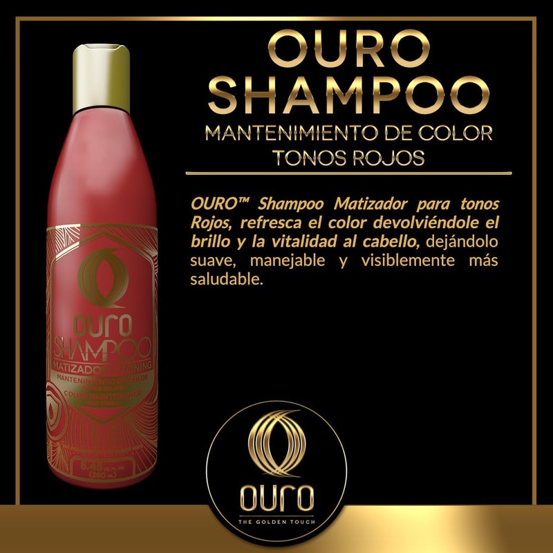 Ouro SHAMPOO Matizador ROJO 250 ml.