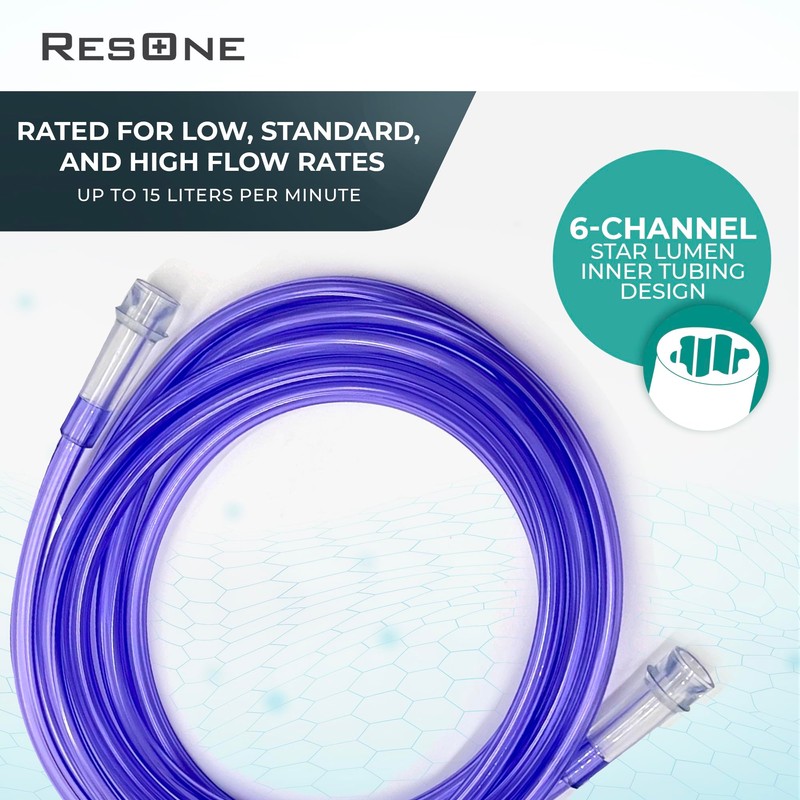 ResOne 5pk 7Ft Oxygen Supply Tubing, Crush Resistant, Standard Connectors