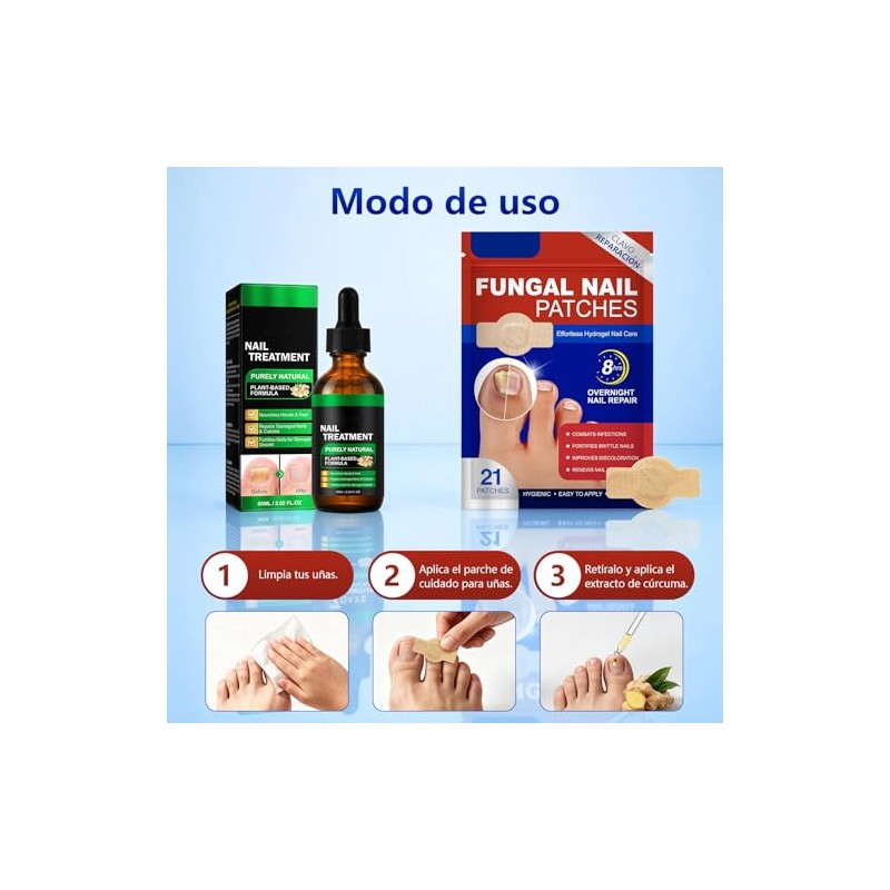 Parches Reparadores de Uñas+Tratamiento de Uñas con Esencia de Jengibre
