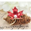 Gyn&Joy Crystal Rhinestone Glitter Enamel Faux Pearl Maple Leaf Brooch