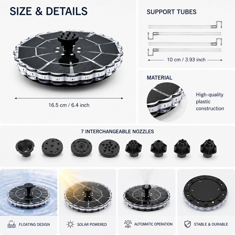 3.5W Solar Fountain Pump with LED Light – Floating Garden