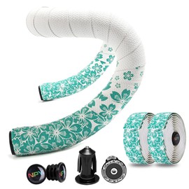 POMFAEE 2PCS Bike Handlebar Tapes, Bicycle Handlebar Tape, Road Bike Handlebar Tape, Cycling Handle Wraps, Comfortable, Durable, Anti-Slip, Sweat-Absorbing Design, WhiteGreen YH