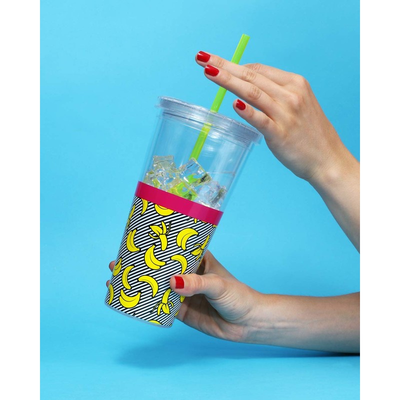 Mustard M12042 plátano - Taza de paja de doble pared,