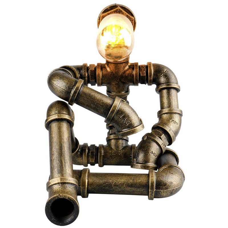 EFAYCRR Steampunk Table Lamp, Creative Robot Style Desk Lamp Vintage