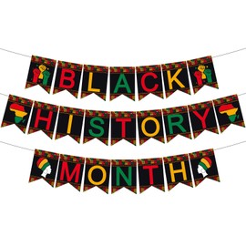 Black History Month Decorations Pre-Strung Black History Decor Banner African American February Holiday Classroom Home Celebration Decor Party Favors Supplies