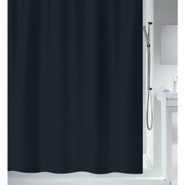 Spirella Primo Black Textile Polyester Shower Curtain, 180 x 180 cm, Black