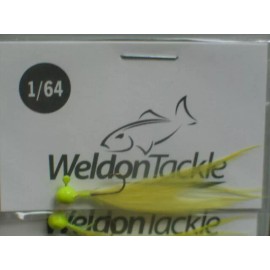 WELDON TACKLE Lot Of 12 Weldon Mini Foo Jigs 1/64oz YELLOW / CHARTREUSE Steelhead/Trou