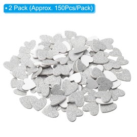 PATIKIL Foam Stickers, 300Pcs EVA Self Adhesive Glitters Foam Shape Sticker Craft Supplies for Scrapbook Card DIY Making Home Decor, Silver Heart Style