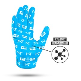 Nxtrnd G2 Pro Football Gloves, Men's Ultra Sticky Elite Receiver Gloves (Neon Blue, XX-Large)