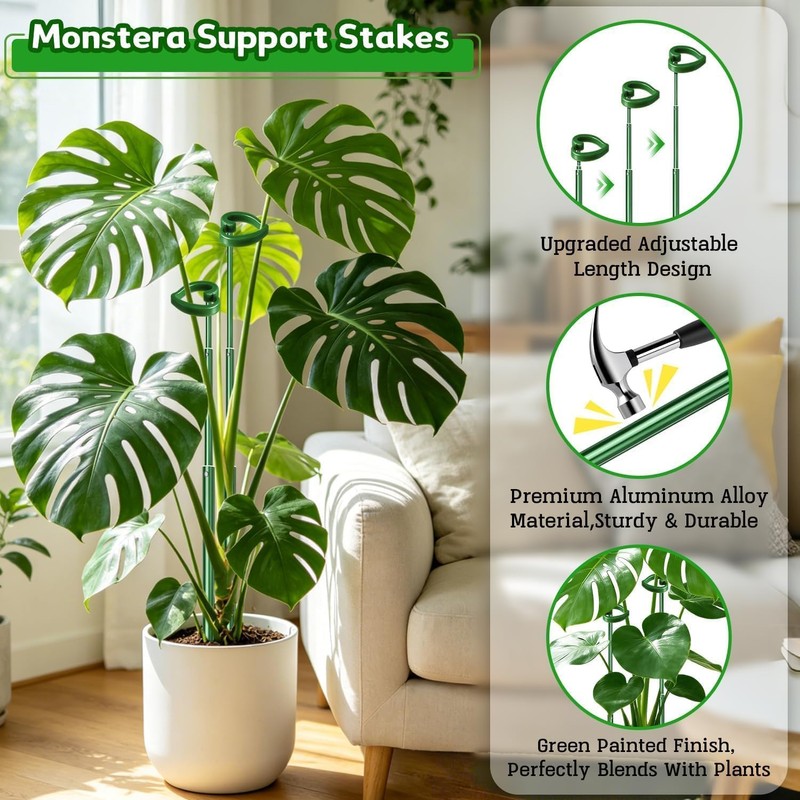 SupKing Telescoping Plant Stakes 37 inch,Adjustable Green Monstera Support Stake