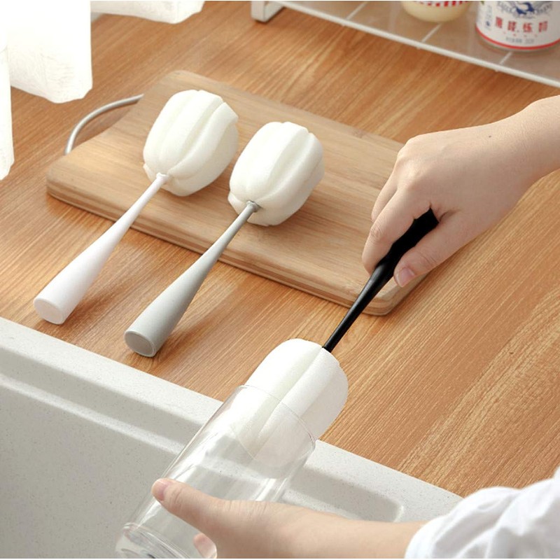 Kinteshun Long Handle Cup Bottle Cleaning Brush Sponge Pot Cleaner