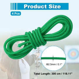 MECCANIXITY 10 Feet Archery D Loop Rope String Nocking Loop Rope Serving Thread Release Material for Compound Archery Bowstring(Green, Pack of 4)