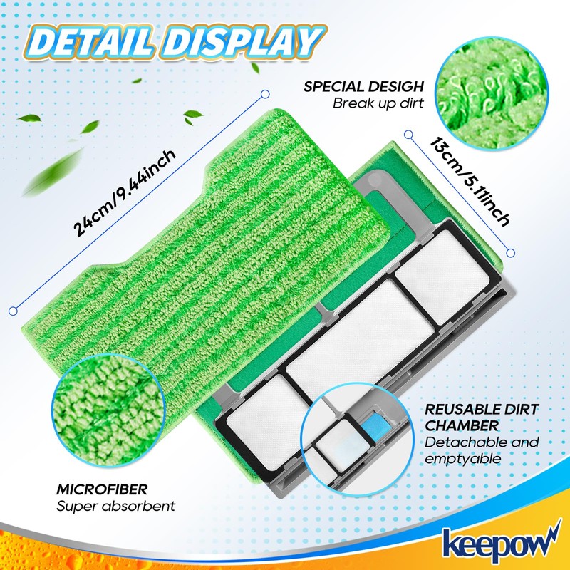KEEPOW Reusable Vacmop Replacement Pads Compatible with Shark Vac Mop