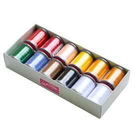 FUJIX 15493 King Star Basic Color Set of 12 Starter Set 200 m 11 Colors + Sewing Thread Decorative Sewing Machine Embroidery Thread