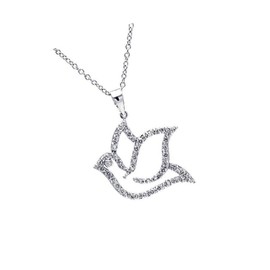 Generic The New Sterling Silver Necklace With Cz Stones Outline Dove Pendant Handcrafted, universal fit, vibrant enamel, secure artisan design SU033O02687