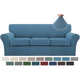 Turquoize 4 Piece Sofa Covers For 3 Cushion Couch Sofa Slipcover Soft Couch C...