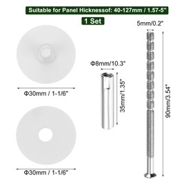 MECCANIXITY Door Hole Cover Plate, 1-1/6" Dia Deadbolt Cover Plate Round Door Knob Hole Filler Plate Brushed Satin Nickel 1.38" Nut 3.54" Screws White Pack of 1