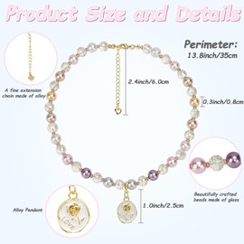 FunBegin Cat Dog Necklace Collar with Pearls Rhinestones Elegant Bling Diamond Stylish Accessories for Pet Puppies Large