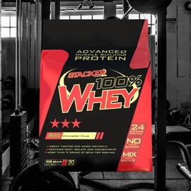 Stacker2 100% Whey Protein Proteinshake Eiweißshake Eiweiß Bodybuilding (Strawberry 908 g)