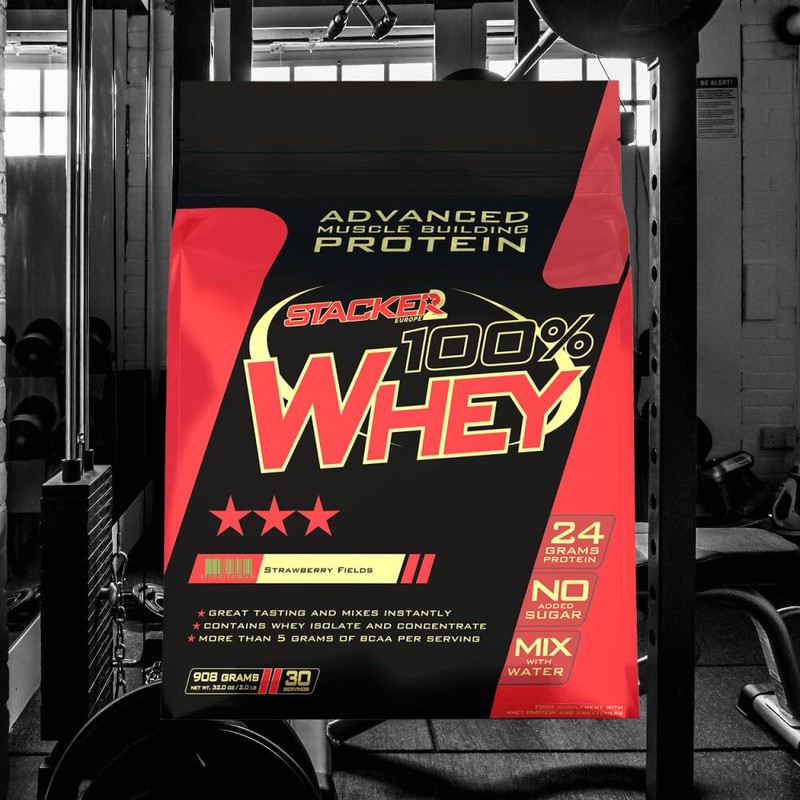 Stacker2 100% Whey Protein Proteinshake Eiweißshake Eiweiß Bodybuilding (Strawberry 908