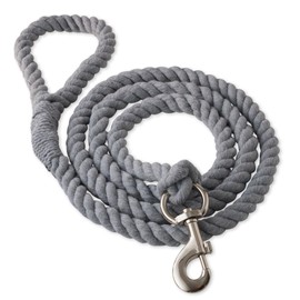 Pet Passion Organic Cotton Dog Leash with Durable Twisted Rope 7 ft. for All Pet Breeds, Gray Heather, One Size
