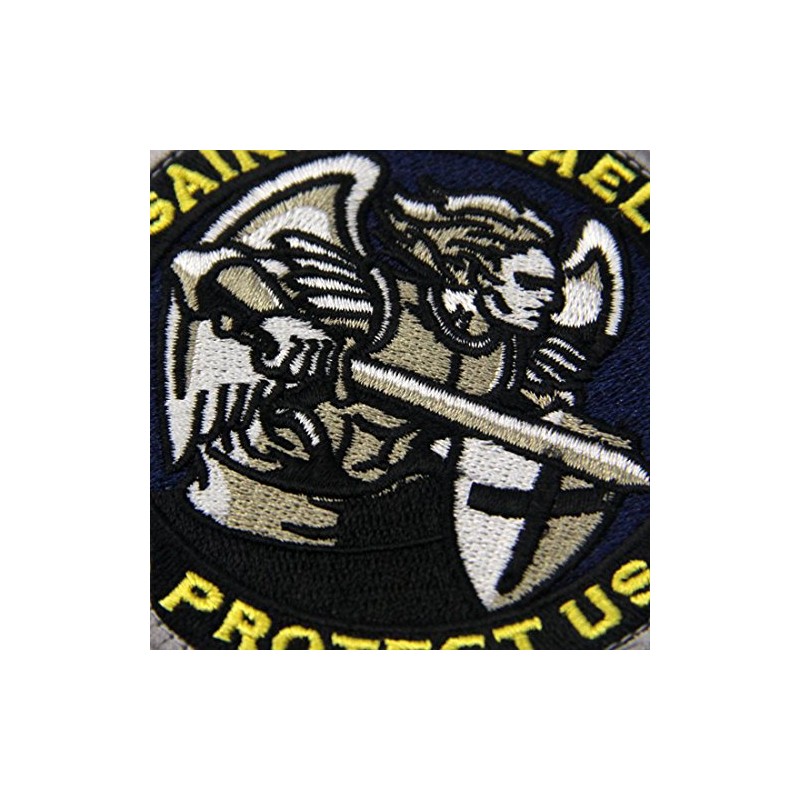 Modern Army Saint Michael Protect Us Embroidered Velcro Patch
