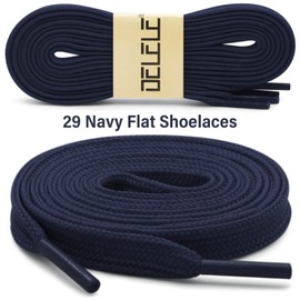 DELELE Solid Flat Shoe Laces: Hollow Thick Navy Shoelaces for Sneakers 2 Pair 47 inch
