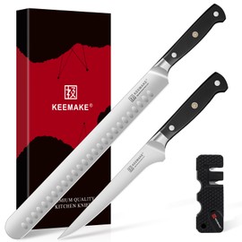 KEEMAKE BBQ Carving Knife Set, Brisket Knife and Boning Knife for Meat Cutting, High Carbon Stainless Steel Sharp Knives Set for Kitchen, Carving Knives for Roast Meat Ham Turkey