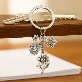 DONWOIE Sunflower Keychain -Flower KeyChains for Bag Charms, Cute Key Chains Gift for Women girls Friends Teacher