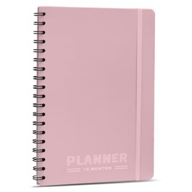 Hardcover Undated Monthly Planner 2025-2026 - 18 Month Monthly Calendar Planner Book for School, Office and Home - Simplified Blank Monthly Planners for Goals, Tasks and Dates - B5(6.9" x 9.8") Pink